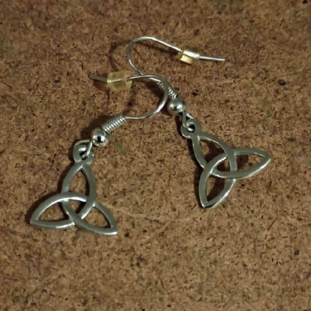 Trinity Knot Drop Earrings in Silver Tone - Women Jewelry